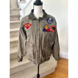 Vintage M.Julian Kids Brown Military USA Fighter Pilot Replica Bomber Jacket